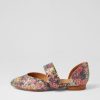 ZIERA Loraa W Green Floral Leather Flat Shoes | Flats