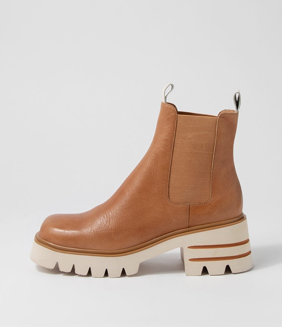 DJANGO & JULIETTE Breda Tan Vanilla Box Leather Chelsea Boots | Boots