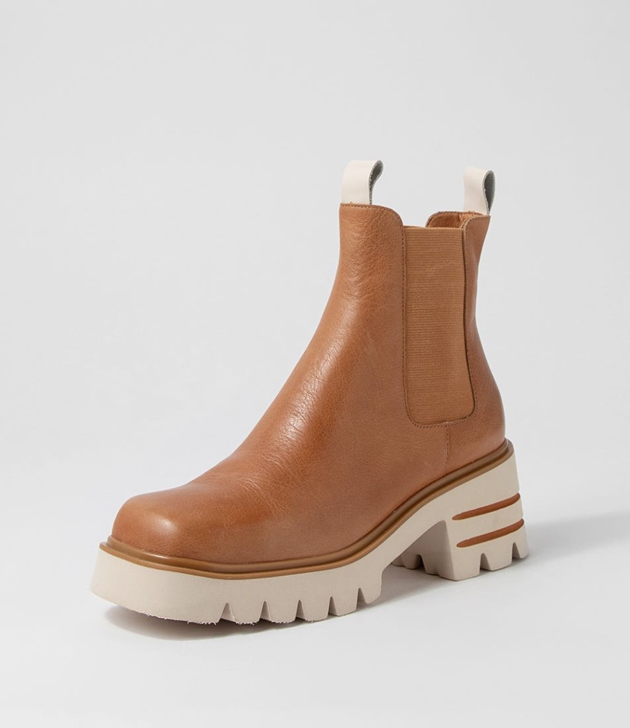 DJANGO & JULIETTE Breda Tan Vanilla Box Leather Chelsea Boots | Boots