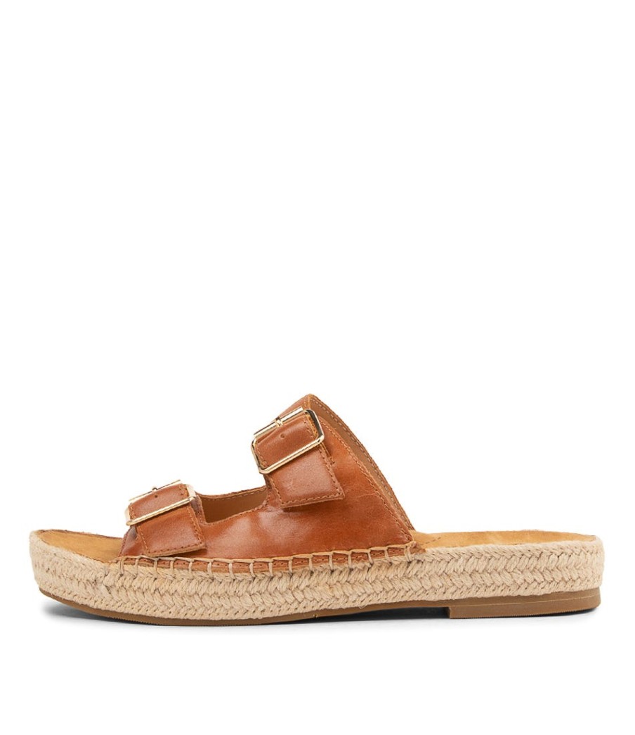 ZIERA Kapila W Tan Leather Sandals | Espadrilles