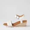 ZIERA Konyise W White Weave Leather Sandals | Wedges