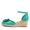 DJANGO & JULIETTE Raggie Light Emerald Nat Rope Leather Wedges | Espadrilles