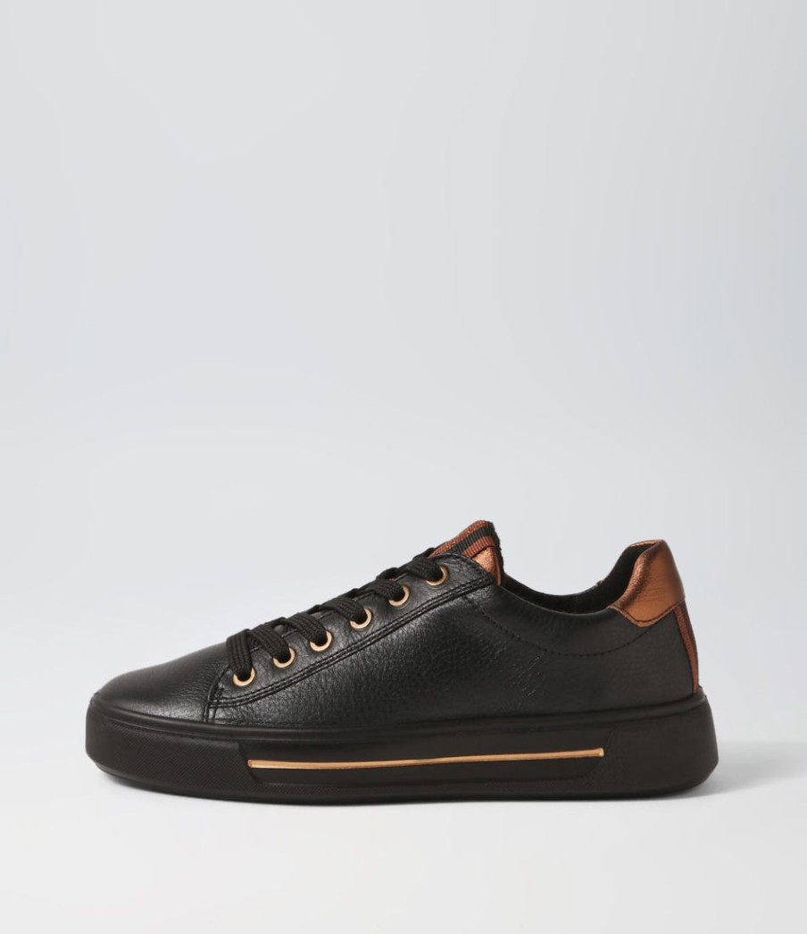 ARA Courtyard 02 Black Leather Sneakers | Comfort