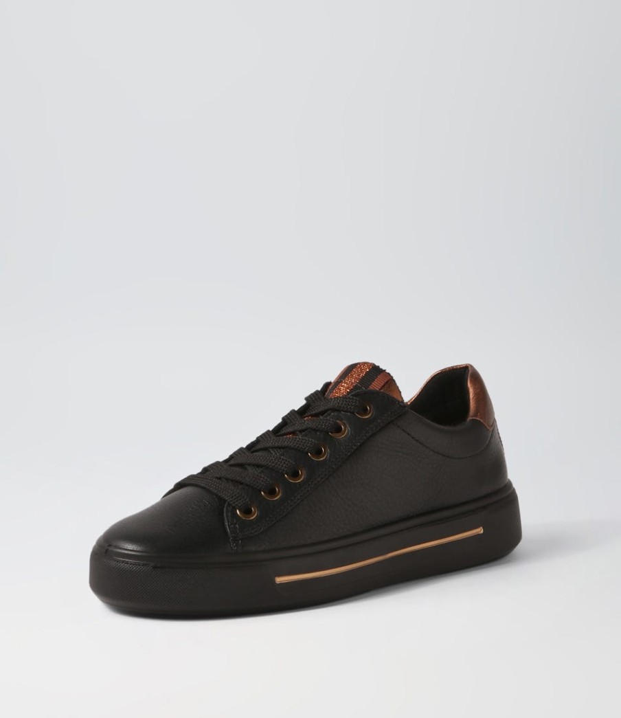 ARA Courtyard 02 Black Leather Sneakers | Comfort