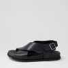 ZIERA Hanako W Black Leather Sandals | Flats