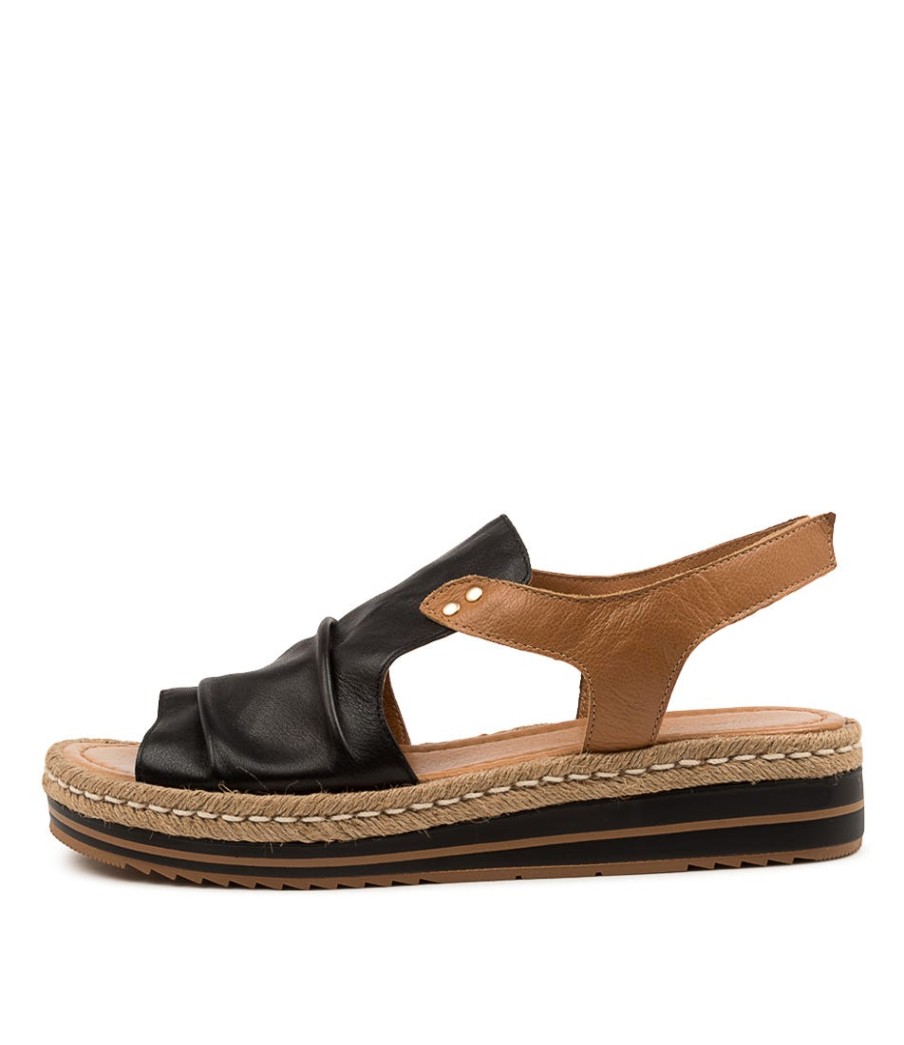 DJANGO & JULIETTE Alora Lrg Black-Dk Tan | Espadrilles