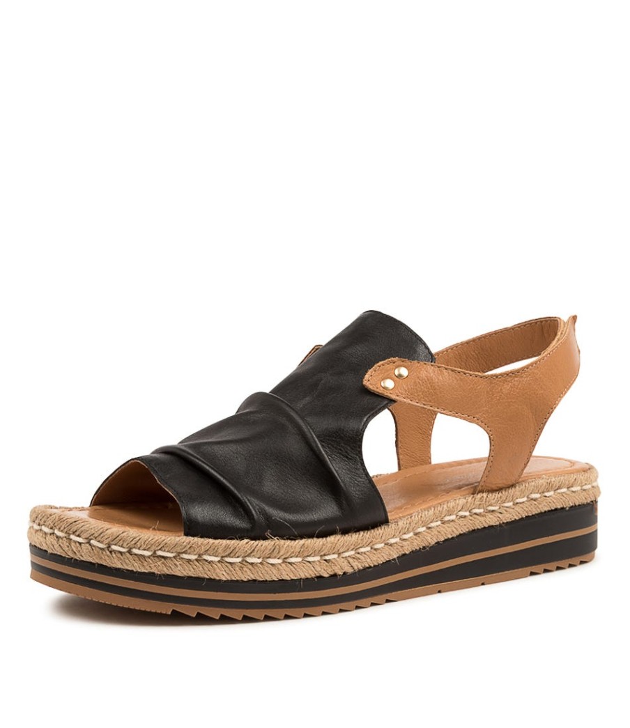 DJANGO & JULIETTE Alora Lrg Black-Dk Tan | Espadrilles