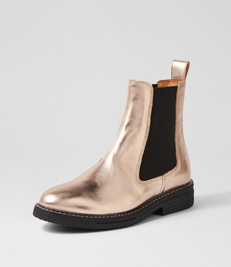 ROLLIE Chelsea Rise Boot Rose Gold Foil Leather Chelsea Boots | Boots