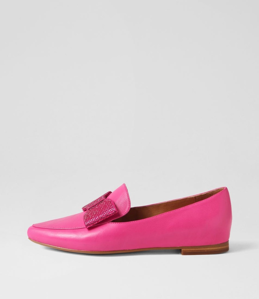 TOP END Sanne Fuchsia Jewels Leather Loafers | Loafers