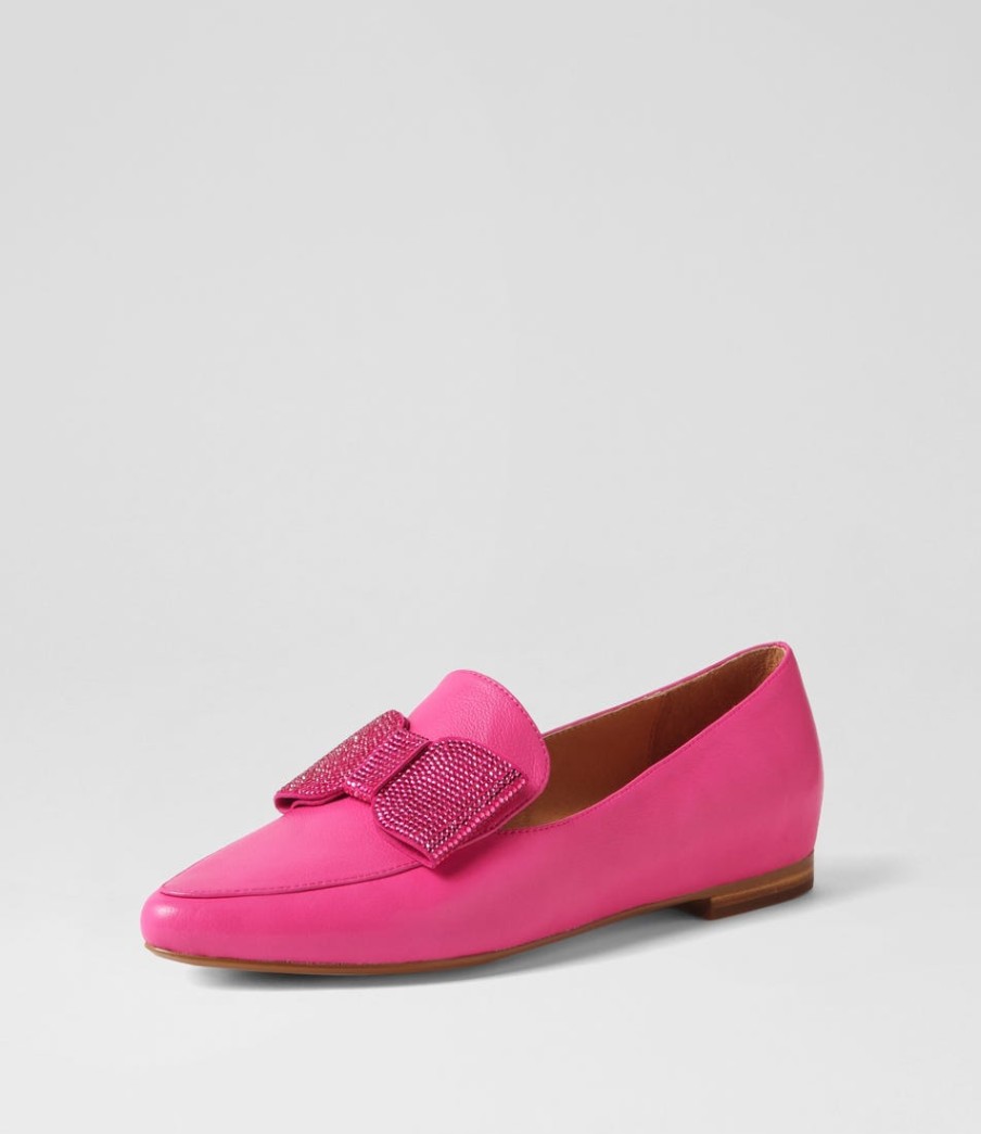 TOP END Sanne Fuchsia Jewels Leather Loafers | Loafers