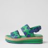 DJANGO & JULIETTE Acke Emerald Cobalt Leather Sandals | Espadrilles