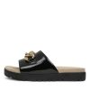 ZIERA Narry Xw Black Wrinkle Patent Slides Bs | Flats