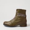 JOSEF SEIBEL Sanja 18 Olive Leather Lace Up Boots | Boots