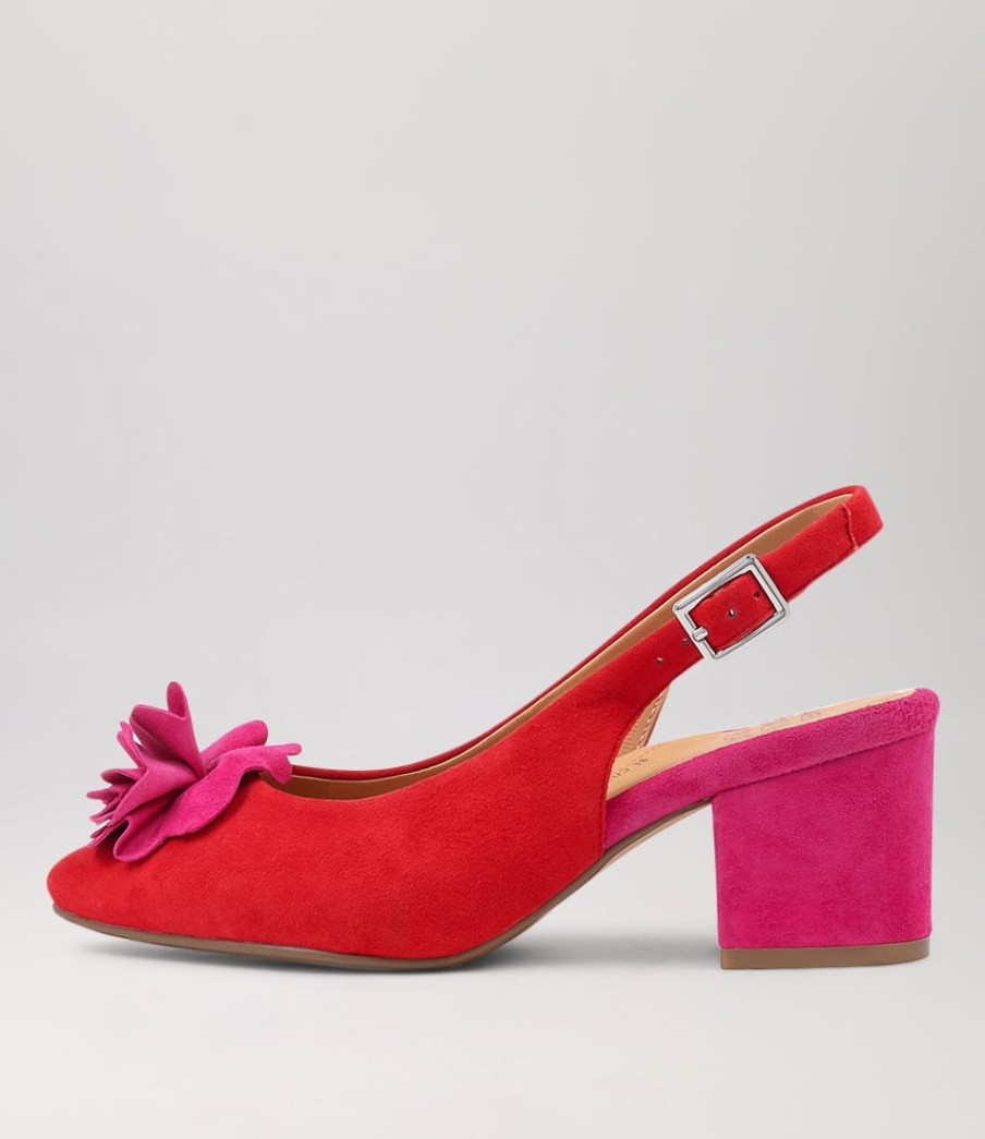 ZIERA Vaccero Xw Red Fuchsia Suede Heels | Heels