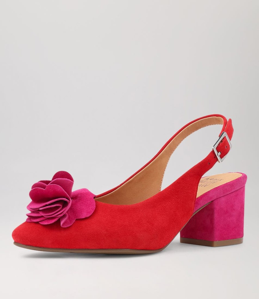 ZIERA Vaccero Xw Red Fuchsia Suede Heels | Heels