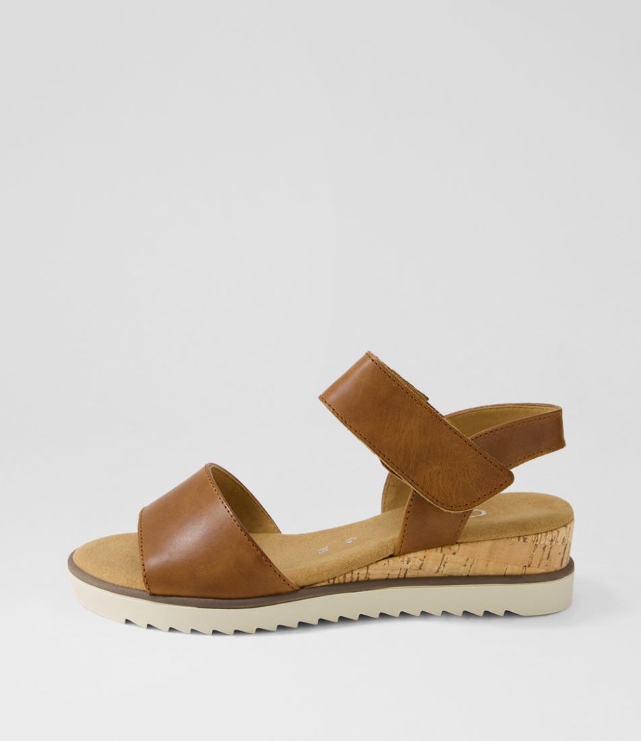 GABOR Briva Camel Leather Sandals | Comfort