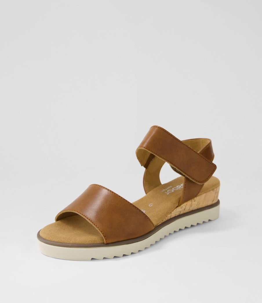 GABOR Briva Camel Leather Sandals | Comfort