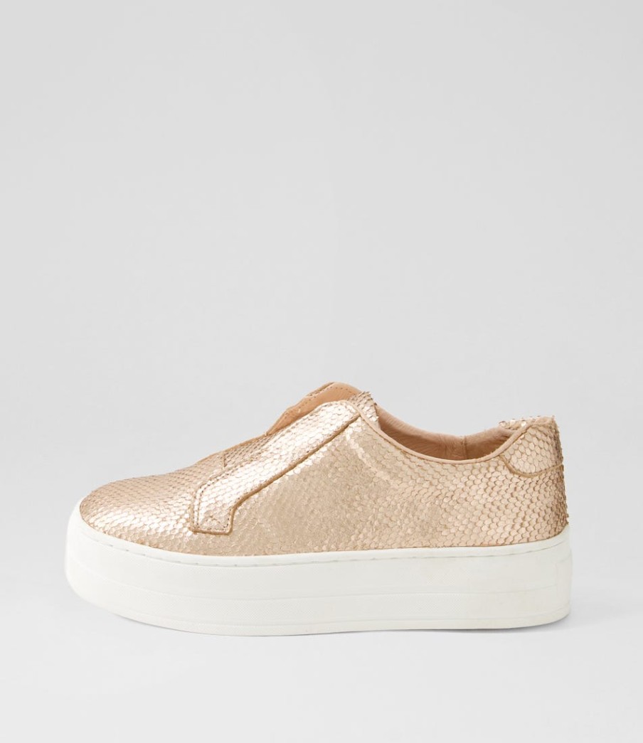 DJANGO & JULIETTE Shia Rose Gold Small Cut Leather Sneakers | Sneakers