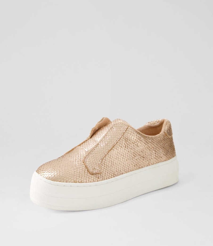 DJANGO & JULIETTE Shia Rose Gold Small Cut Leather Sneakers | Sneakers