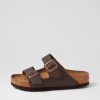 BIRKENSTOCK Arizona Brown Leather Slides | Comfort