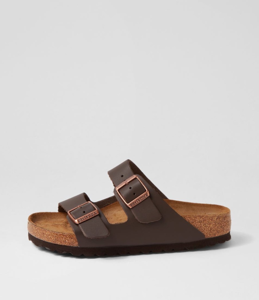 BIRKENSTOCK Arizona Brown Leather Slides | Comfort