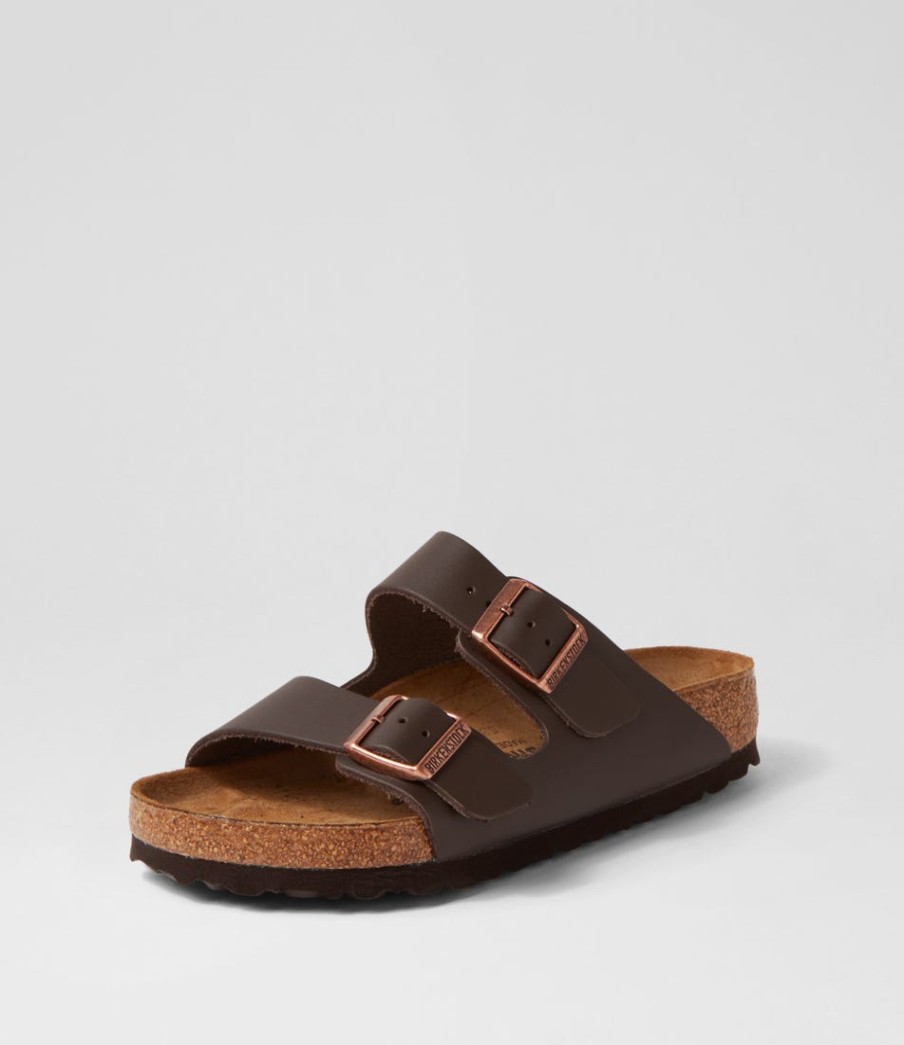 BIRKENSTOCK Arizona Brown Leather Slides | Comfort