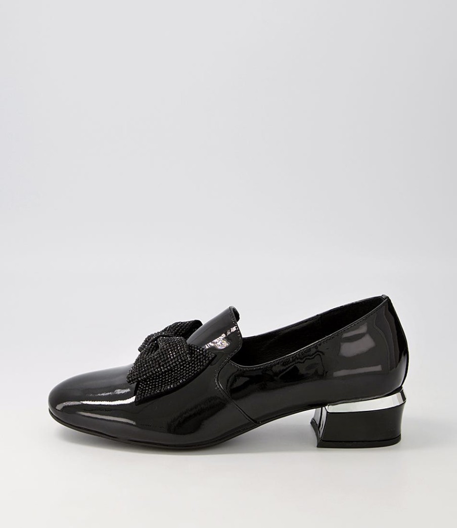 DJANGO & JULIETTE Grenada Black Patent Jewels Heels | Loafers