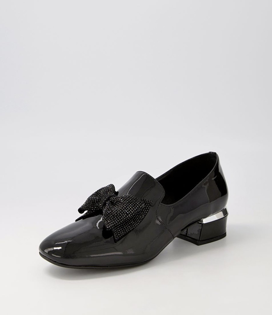 DJANGO & JULIETTE Grenada Black Patent Jewels Heels | Loafers