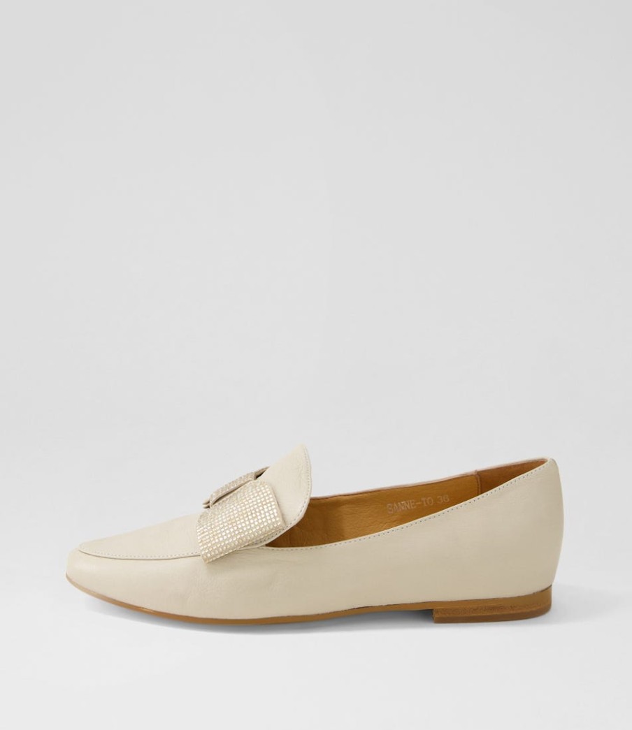 TOP END Sanne Almond Gold Jewels Leather Loafers | Loafers