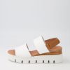 DJANGO & JULIETTE Runar White Dark Tan Leather Sandals | Wedges