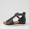 DJANGO & JULIETTE Lopical Black White Leather Sandals | Wedges