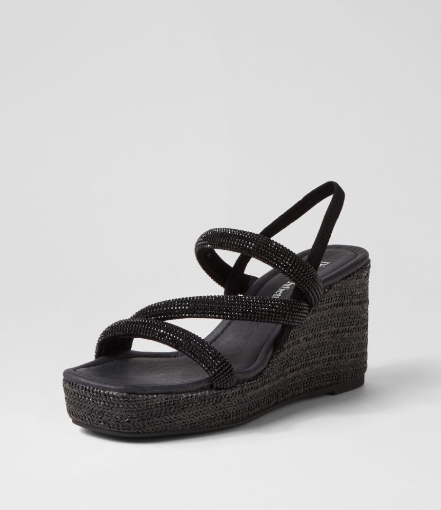 DJANGO & JULIETTE Cookie Black Mix Multi Sandals | Wedges