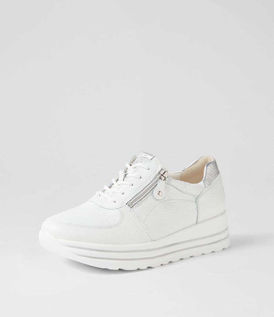 WALDLAUFER Lana Weiss Silber Leather Sneakers | Sneakers