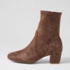 DJANGO & JULIETTE Hartful Taupe Sparkle Stretch Microsuede Ankle Boots | Boots