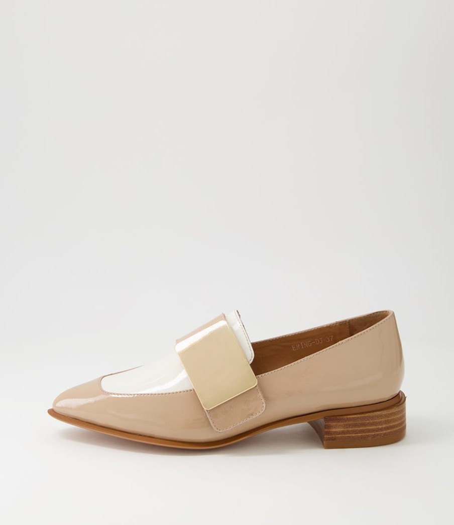 DJANGO & JULIETTE Ering Camel Ivory Gold Patent Leather Loafers | Loafers