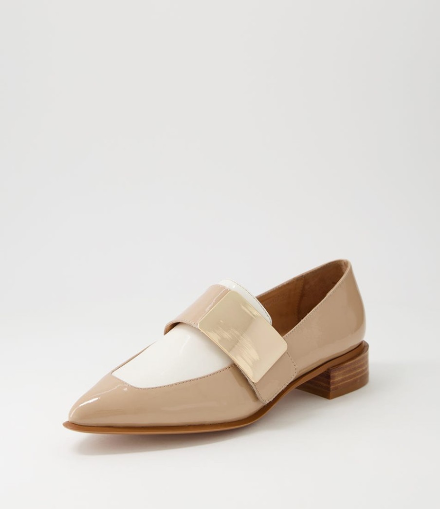 DJANGO & JULIETTE Ering Camel Ivory Gold Patent Leather Loafers | Loafers