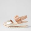 DJANGO & JULIETTE Wacie Pale Gold Dark Nude Leather Sandals | Wedges