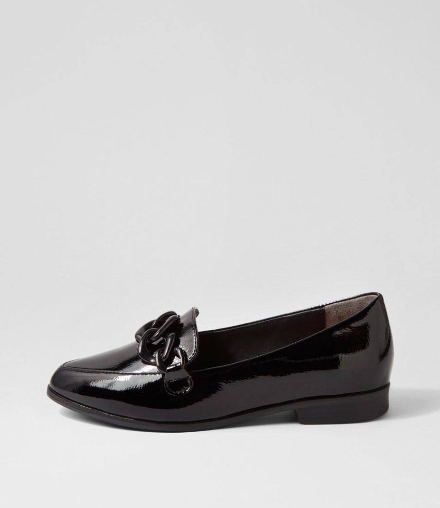 ZIERA Olange Xw Black Wrinkle Patent Loafers | Loafers