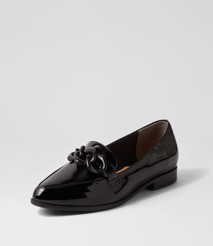 ZIERA Olange Xw Black Wrinkle Patent Loafers | Loafers