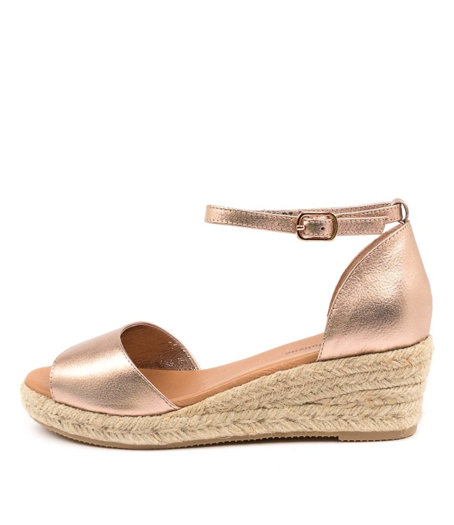 DJANGO & JULIETTE Skip Rose Gold Leather | Espadrilles