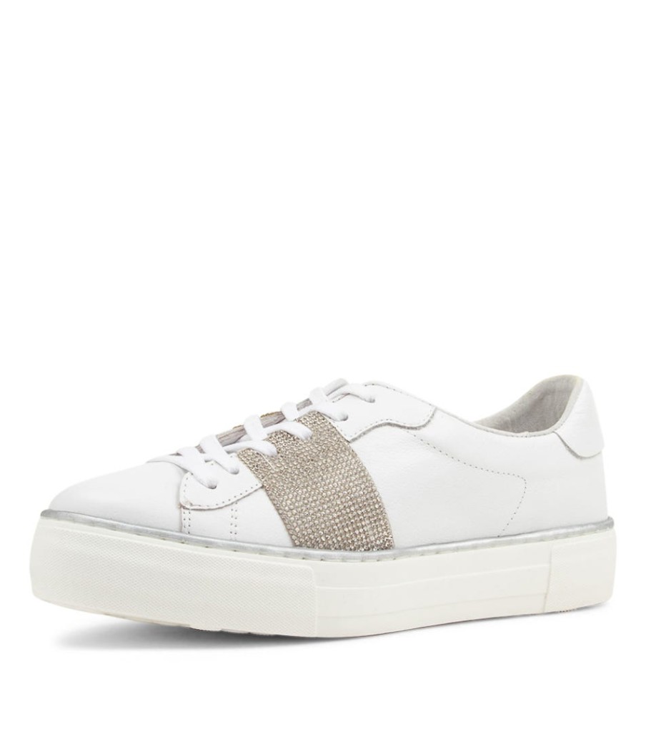 DJANGO & JULIETTE Fane White Leather Sneakers | Sneakers