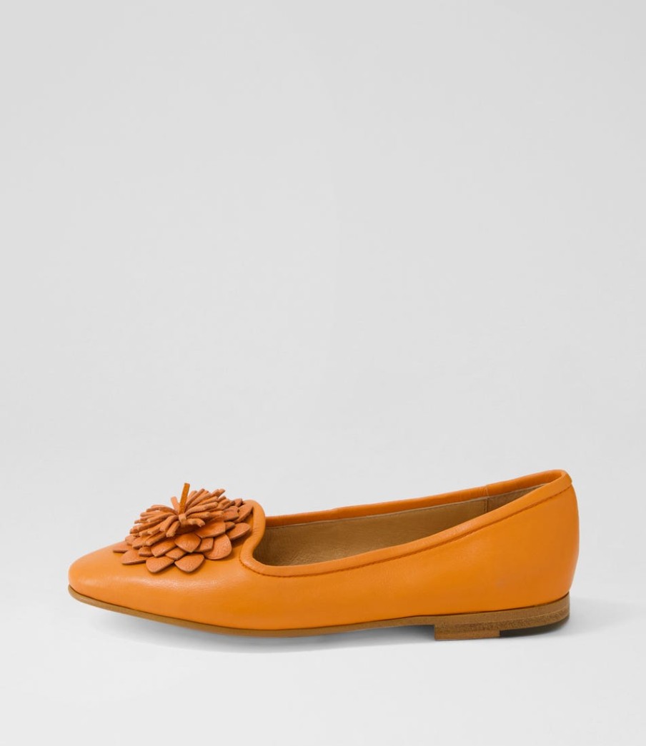 DJANGO & JULIETTE Unions Bright Orange Leather Loafers | Loafers