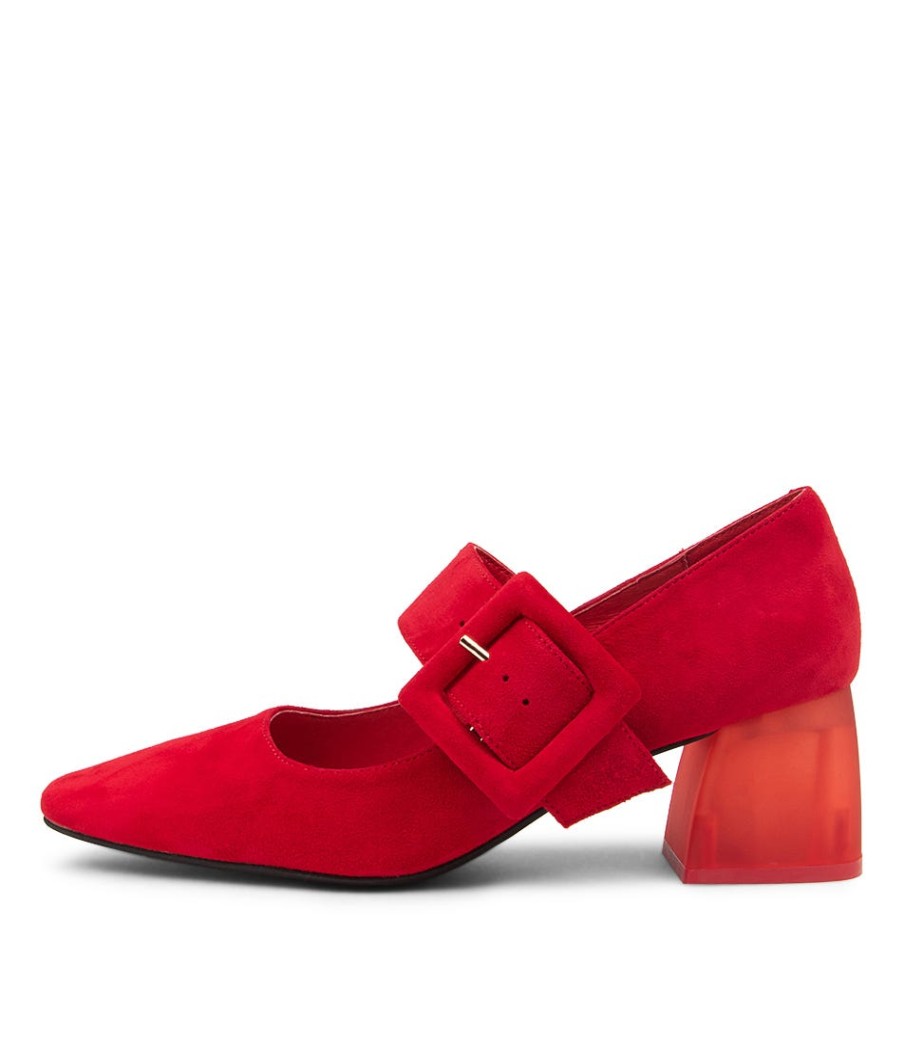 DJANGO & JULIETTE Milsom Red Suede Heels | Heels