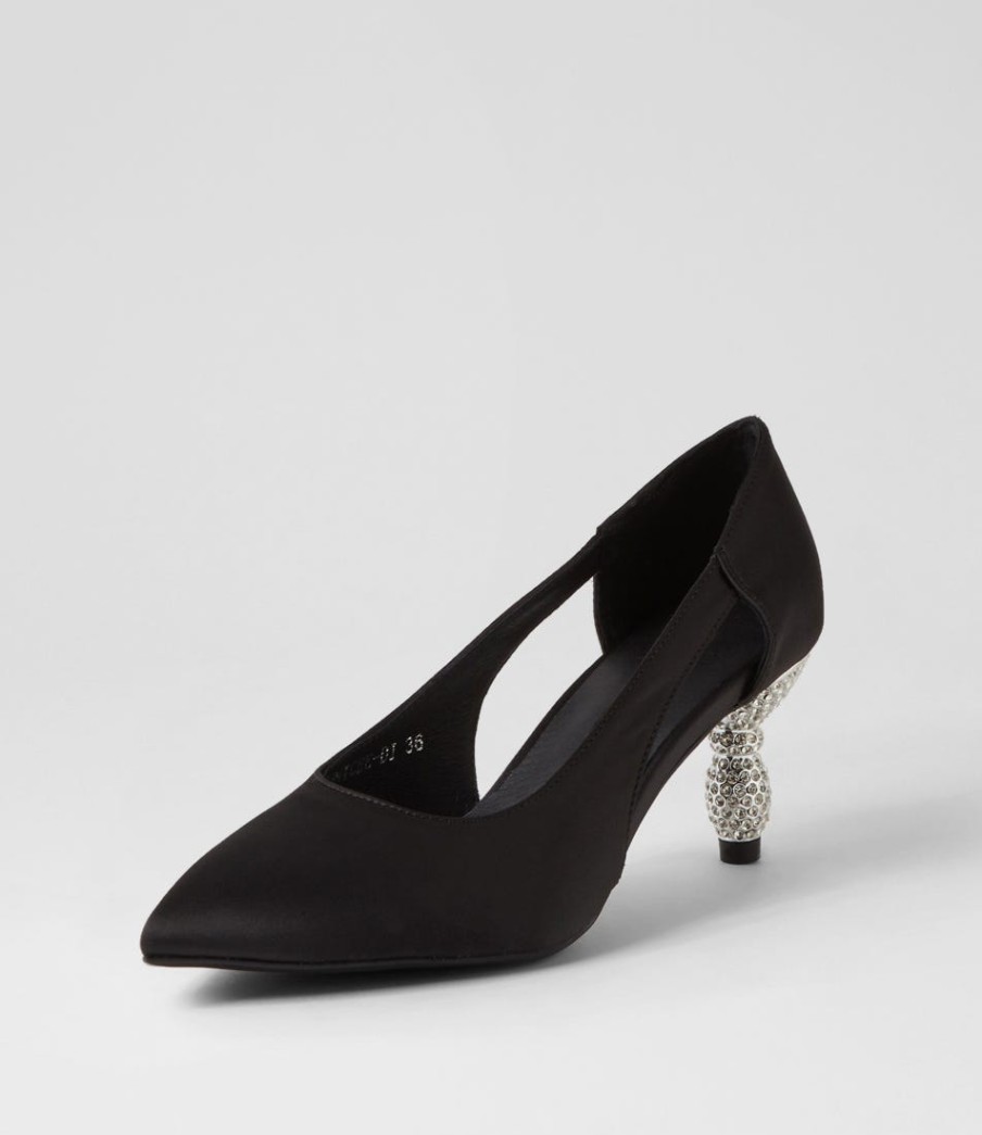 DJANGO & JULIETTE Eunicee Black Satin Heels | Heels