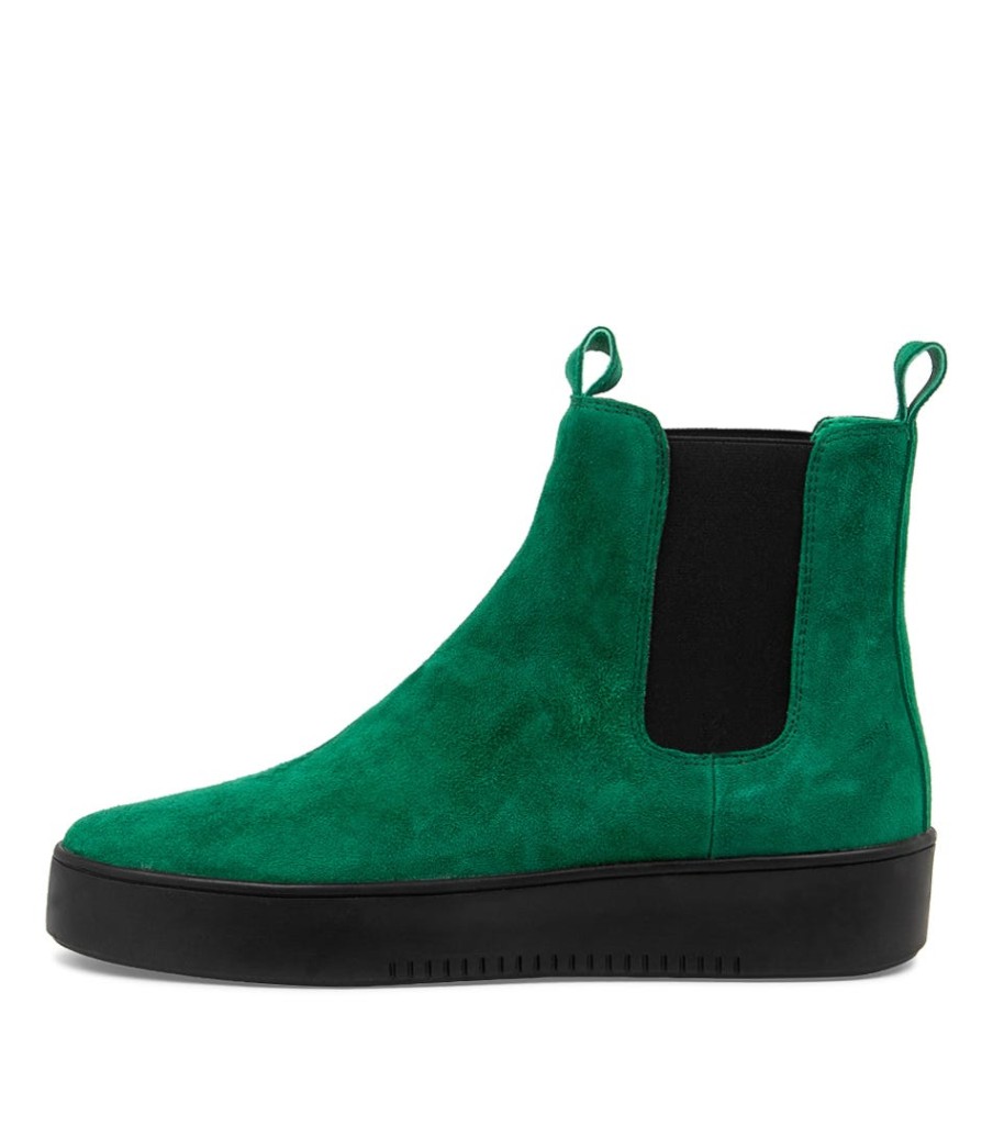 DJANGO & JULIETTE Lucero Dark Emerald Black Suede Boots | Boots