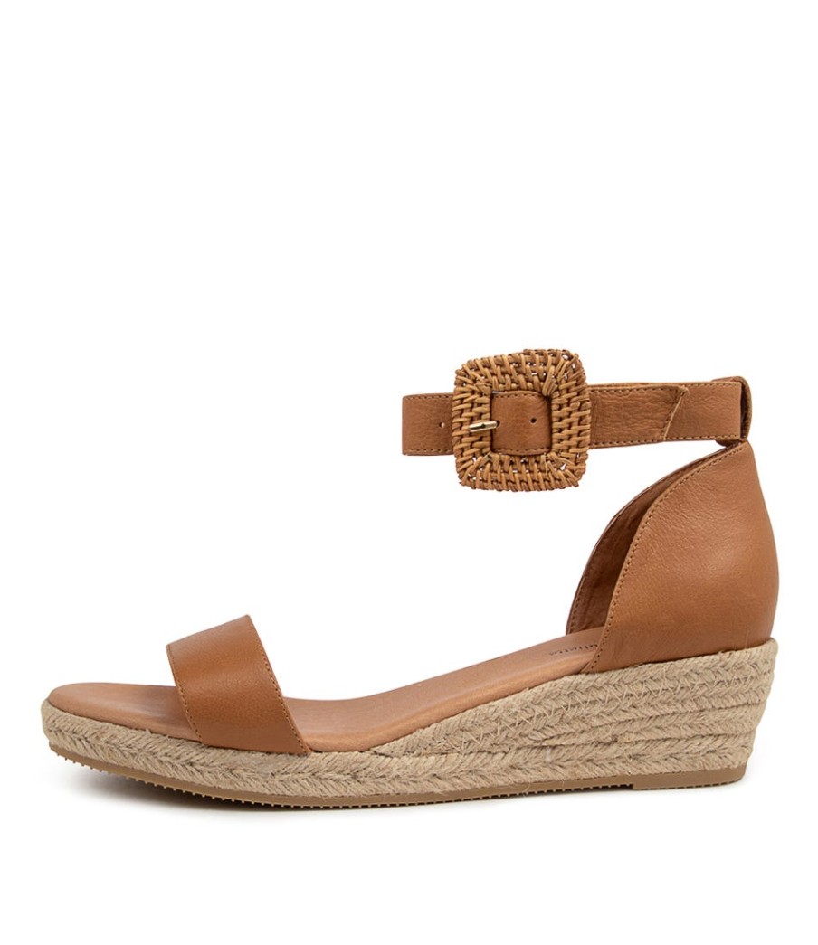 DJANGO & JULIETTE Sprout Lrg Dk Tan Leather | Espadrilles