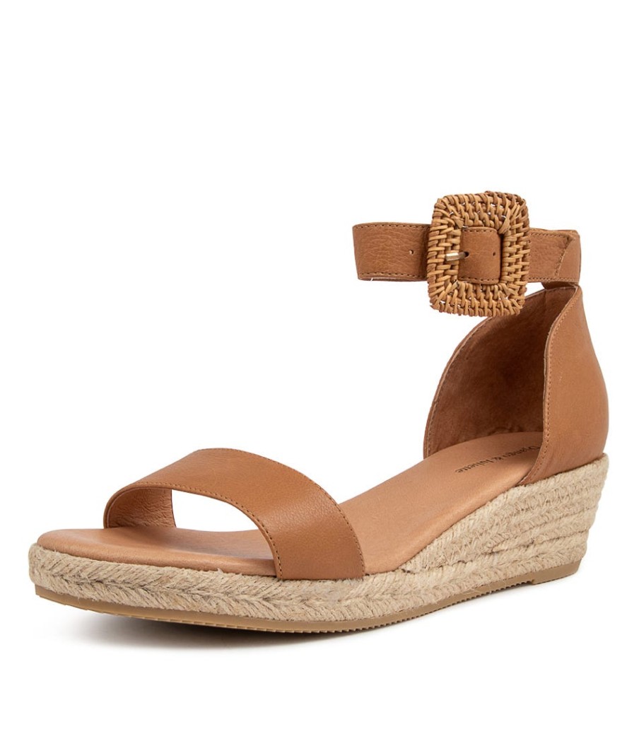 DJANGO & JULIETTE Sprout Lrg Dk Tan Leather | Espadrilles