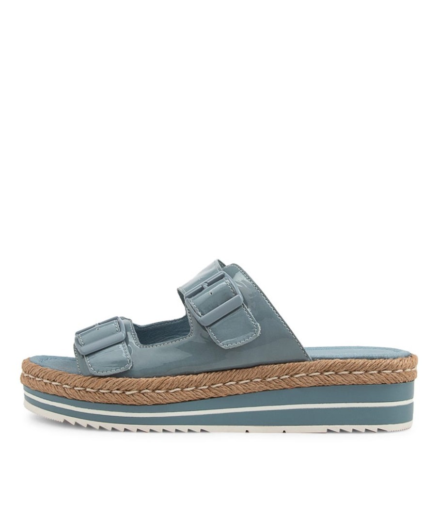 DJANGO & JULIETTE Axel Denim Patent Leather Sandals | Espadrilles