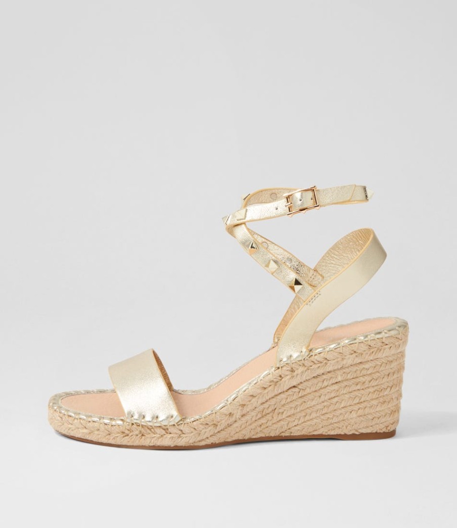 TOP END Guicey Pale Gold Leather Espadrilles | Espadrilles