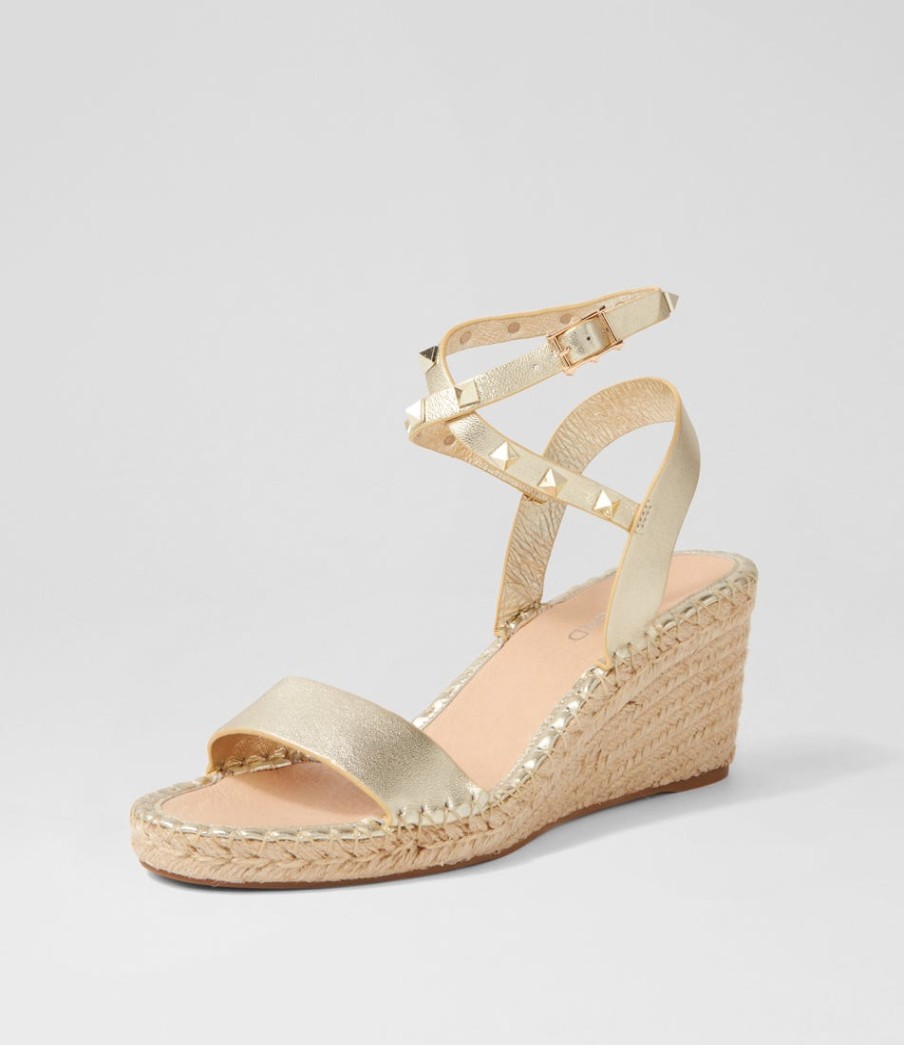 TOP END Guicey Pale Gold Leather Espadrilles | Espadrilles